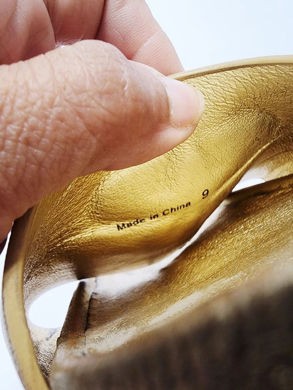 Stussy Solestruck SS Link Slide Sandals Gold 100% Leather Size 9